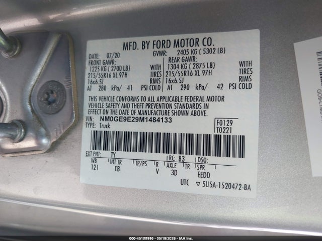 2021 Ford Transit Connect Xl Passenger მანქანა იყიდება აუქციონზე, vin: NM0GE9E29M1484133, აუქციონის ნომერი: 45177110