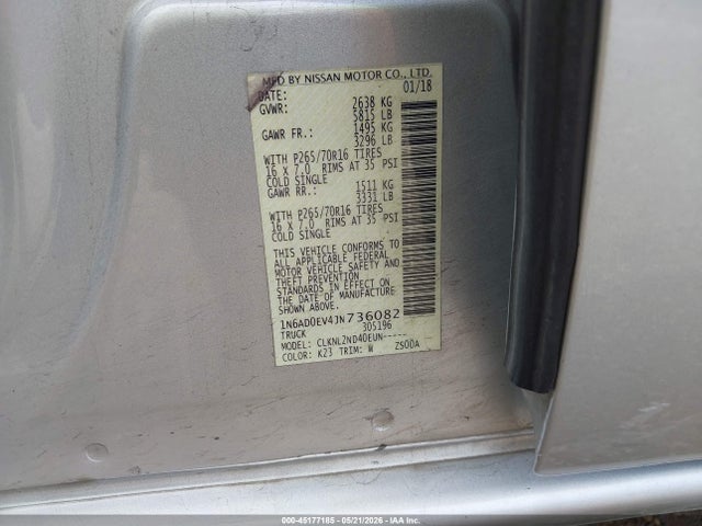 Nissan Frontier Sv 2018 1N6AD0EV4JN736082 Image 9