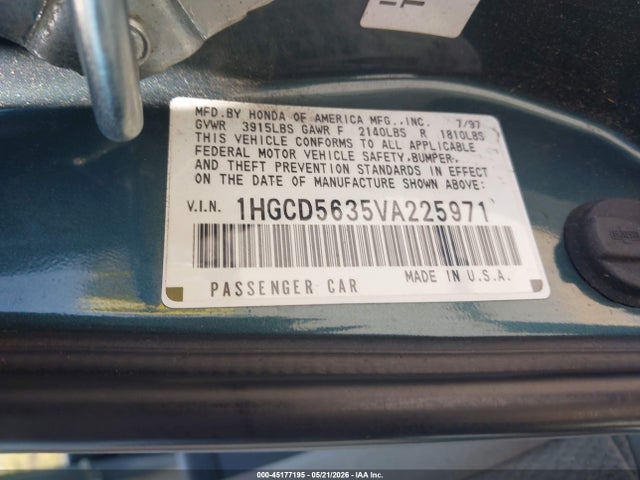 Продаж на аукціоні авто 1997 Honda Accord Lx, vin: 1HGCD5635VA225971, номер лоту: 45177195