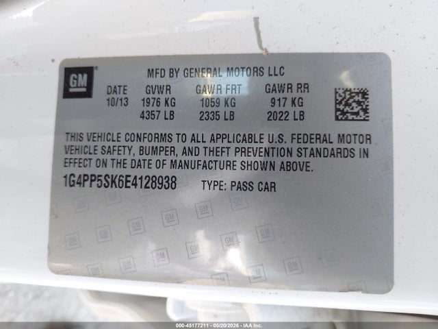 Продажа на аукционе авто 2014 Buick Verano, vin: 1G4PP5SK6E4128938, номер лота: 45177211