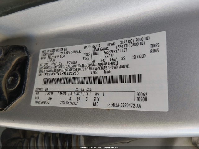 Ford F-150 Xlt 2019 1FTEW1E41KKE23263 Image 9