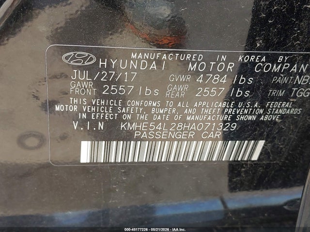 Aukcja sprzedaży 2017 Hyundai Sonata Plug-in Hybrid Limited, vin: KMHE54L28HA071329, numer aukcji: 45177226