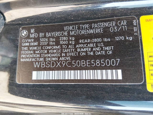 Aukcja sprzedaży 2011 Bmw M3, vin: WBSDX9C50BE585007, numer aukcji: 45177232