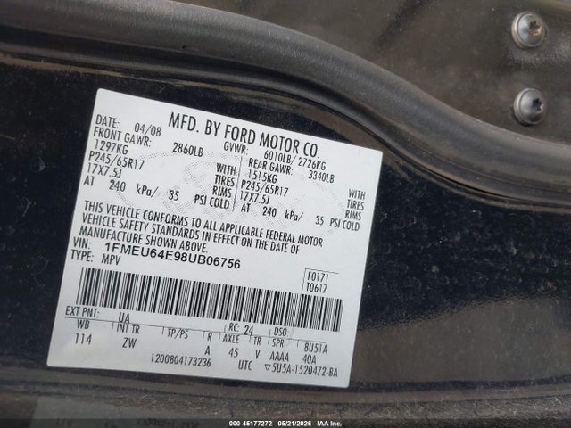 Aukcja sprzedaży 2008 Ford Explorer Eddie Bauer, vin: 1FMEU64E98UB06756, numer aukcji: 45177272