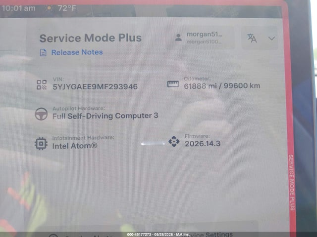 Aukcja sprzedaży 2021 Tesla Model Y Long Range Dual Motor All-wheel Drive, vin: 5YJYGAEE9MF293946, numer aukcji: 45177273