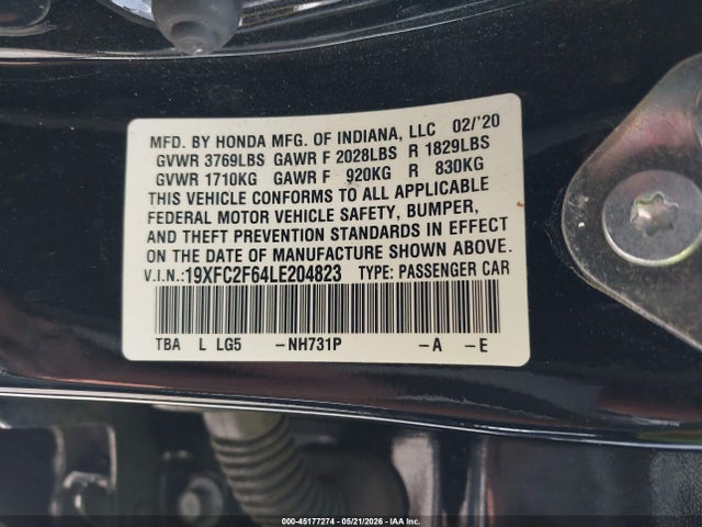 Honda Civic Lx 2020 19XFC2F64LE204823 Image 9