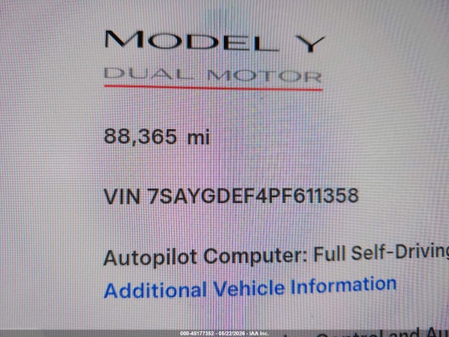Продажа на аукционе авто 2023 Tesla Model Y Performance Dual Motor All-wheel Drive, vin: 7SAYGDEF4PF611358, номер лота: 45177352