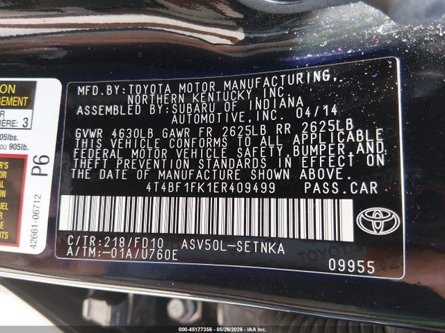 4T4BF1FK1ER409499 Toyota CAMRY LE