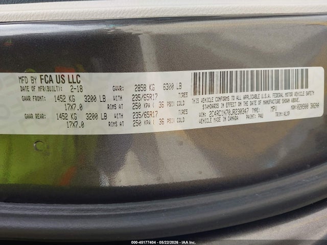 2018 Chrysler Pacifica Hybrid Limited მანქანა იყიდება აუქციონზე, vin: 2C4RC1N70JR230347, აუქციონის ნომერი: 45177404