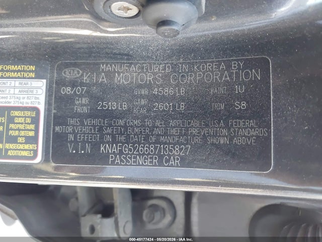 Продаж на аукціоні авто 2008 Kia Rondo Lx V6, vin: KNAFG526687135827, номер лоту: 45177424
