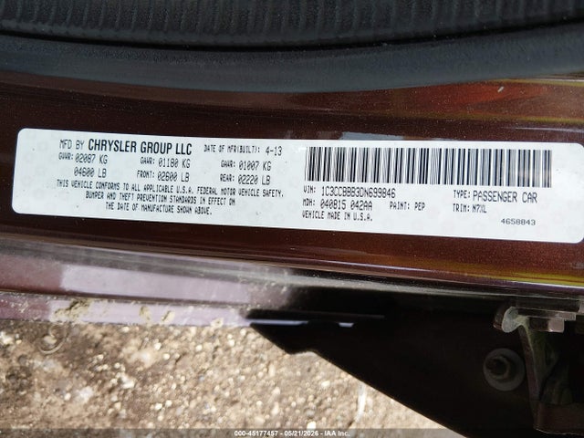 Auction sale of the 2013 Chrysler 200 Touring, vin: 1C3CCBBB3DN699846, lot number: 45177457