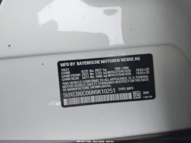 Aukcja sprzedaży 2022 Bmw X5 Xdrive40i, vin: 5UXCR6C06N9K10251, numer aukcji: 45177455