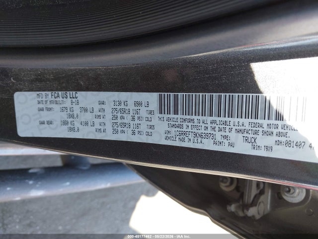 1C6RREFT9KN639731 RAM 1500 Big Horn/lone Star 4x2 5&#039;7 Box