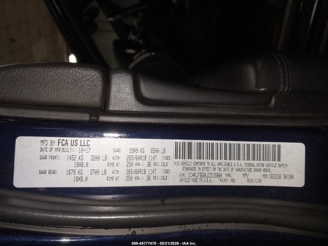 Aukcja sprzedaży 2018 Jeep Grand Cherokee Limited 4x4, vin: 1C4RJFBG0JC215864, numer aukcji: 45177470
