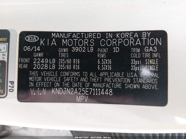 KNDJN2A25E7111448 KIA Soul