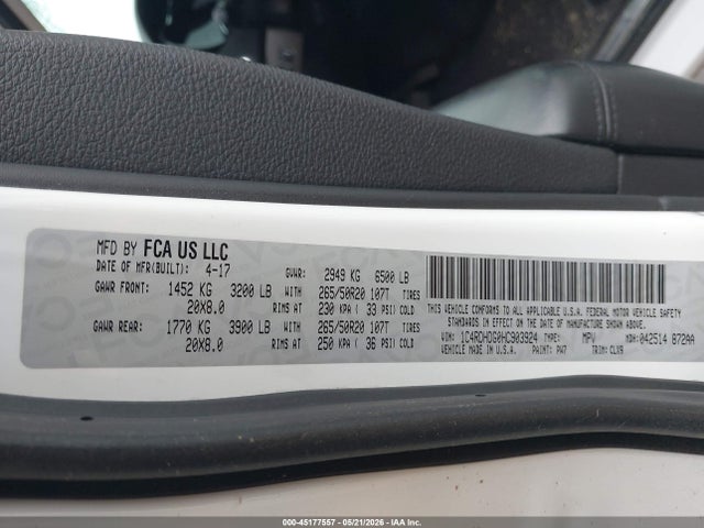 Продаж на аукціоні авто 2017 Dodge Durango Gt Rwd, vin: 1C4RDHDG0HC903924, номер лоту: 45177557