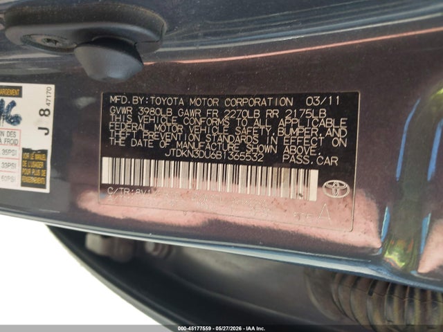 Aukcja sprzedaży 2011 Toyota Prius Three, vin: JTDKN3DU6B1365532, numer aukcji: 45177559
