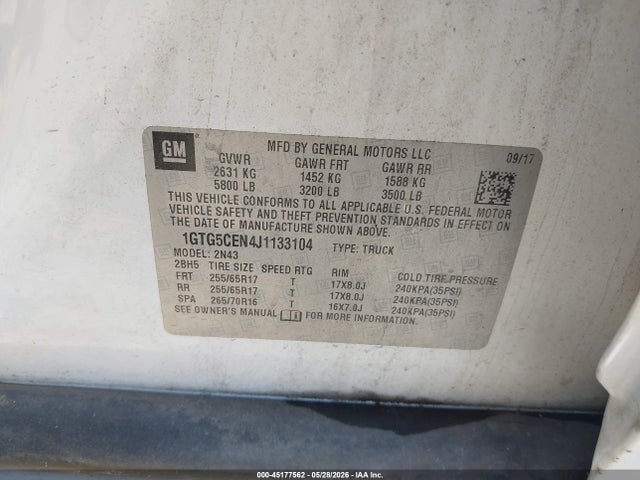 Aukcja sprzedaży 2018 Gmc Canyon Sle, vin: 1GTG5CEN4J1133104, numer aukcji: 45177562