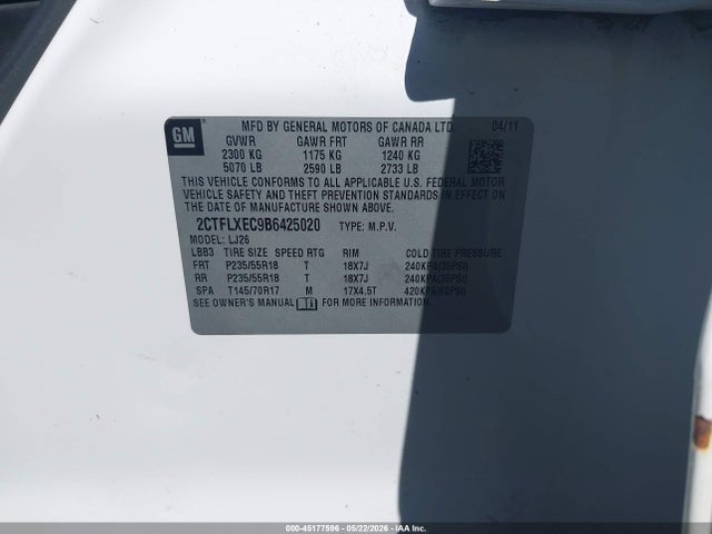 Продажа на аукционе авто 2011 Gmc Terrain Slt-2, vin: 2CTFLXEC9B6425020, номер лота: 45177596