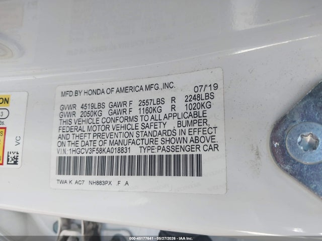 1HGCV3F58KA018831 Honda Accord Hybrid Ex-l
