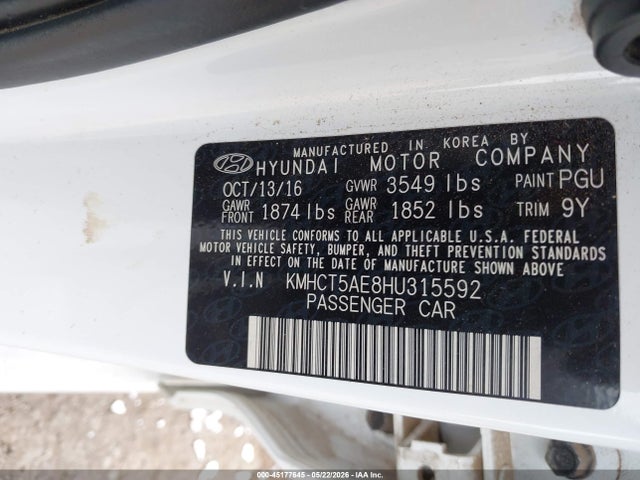 Aukcja sprzedaży 2017 Hyundai Accent Se, vin: KMHCT5AE8HU315592, numer aukcji: 45177645