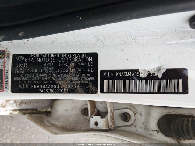 Aukcja sprzedaży 2016 Kia Rio Lx, vin: KNADM4A35G6643258, numer aukcji: 45177646