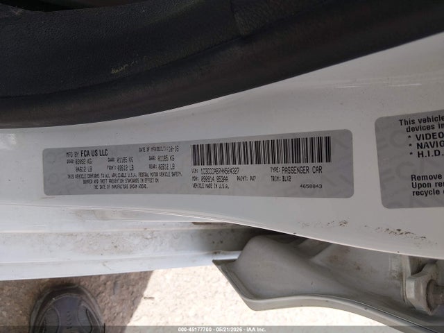 Aukcja sprzedaży 2017 Chrysler 200 Limited Platinum, vin: 1C3CCCAB7HN504327, numer aukcji: 45177700