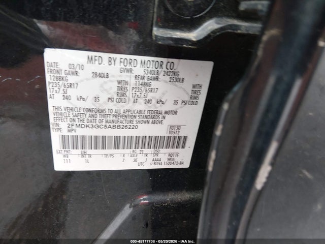 2010 Ford Edge Se მანქანა იყიდება აუქციონზე, vin: 2FMDK3GC5ABB26220, აუქციონის ნომერი: 45177708