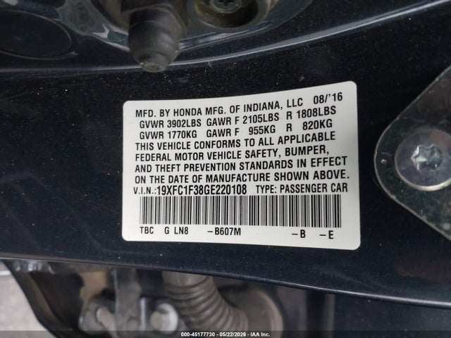 Honda Civic Ex-t 2016 19XFC1F38GE220108 Image 9