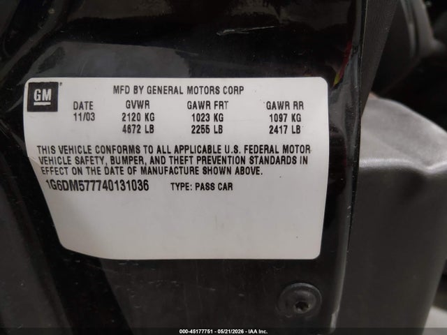 Aukcja sprzedaży 2004 Cadillac Cts Standard, vin: 1G6DM577740131036, numer aukcji: 45177751
