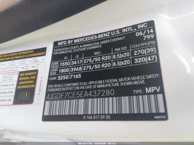 Продаж на аукціоні авто 2014 Mercedes-benz Gl 450 4matic, vin: 4JGDF7CE5EA437280, номер лоту: 45177784