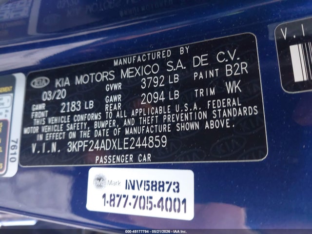 KIA Forte Lxs 2020 3KPF24ADXLE244859 Image 9