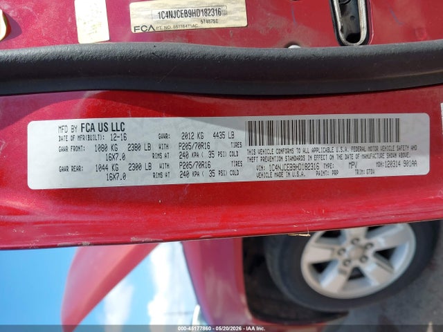 Aukcja sprzedaży 2017 Jeep Compass Latitude Fwd, vin: 1C4NJCEB9HD182316, numer aukcji: 45177860