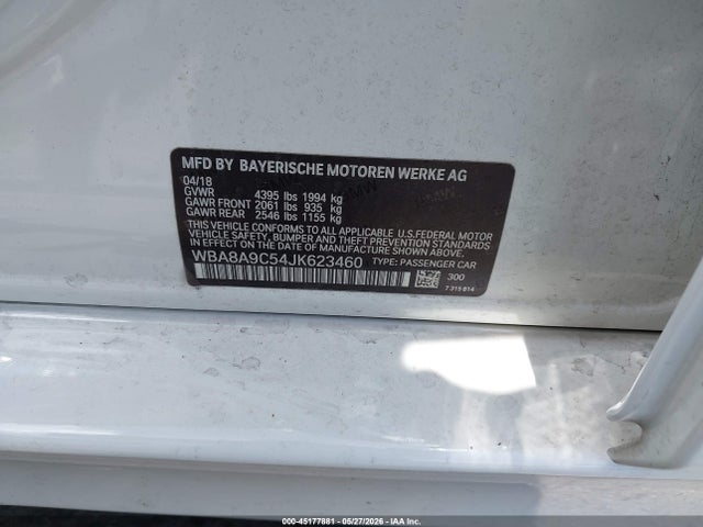 Aukcja sprzedaży 2018 Bmw 320i, vin: WBA8A9C54JK623460, numer aukcji: 45177881