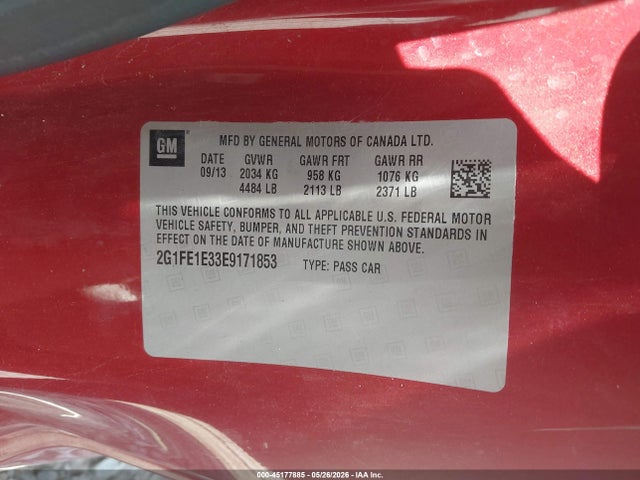 Aukcja sprzedaży 2014 Chevrolet Camaro 1ls, vin: 2G1FE1E33E9171853, numer aukcji: 45177885