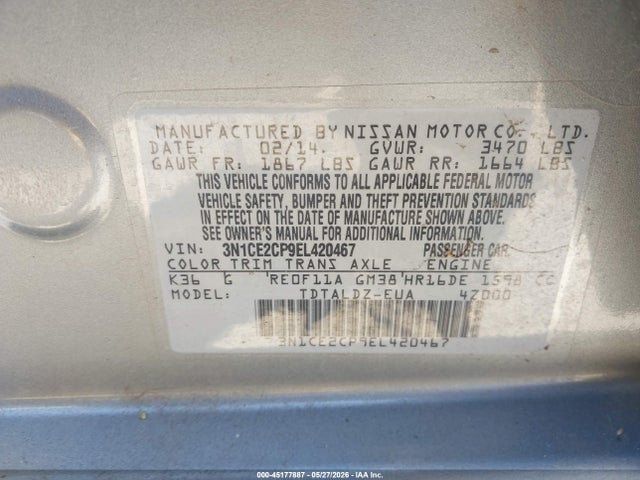 3N1CE2CP9EL420467 Nissan Versa Note S (sr)/s Plus/sv