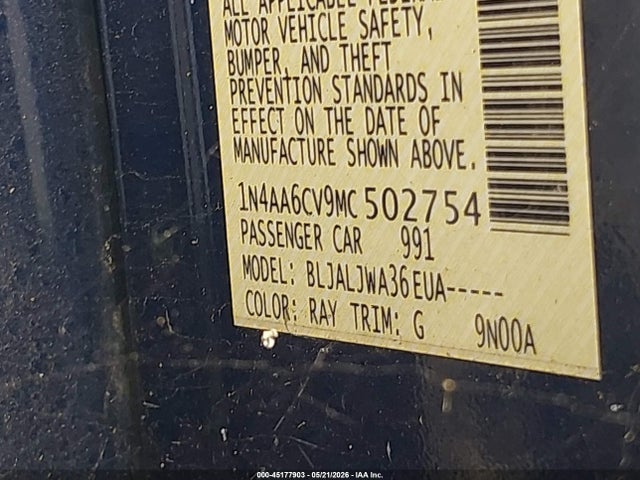 Nissan Maxima Sv Xtronic Cvt 2021 1N4AA6CV9MC502754 Image 9