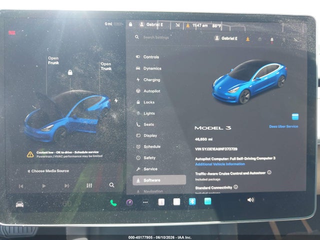 5YJ3E1EA9NF373729 Tesla Model 3 Rear-wheel Drive