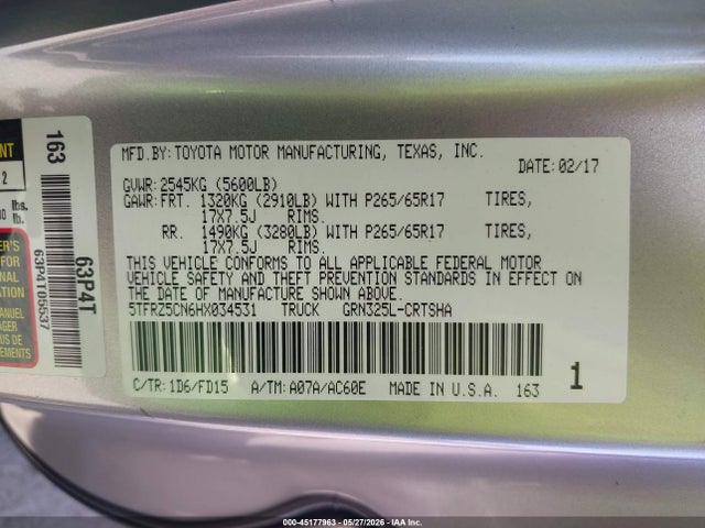 5TFRZ5CN6HX034531 Toyota Tacoma Trd Sport