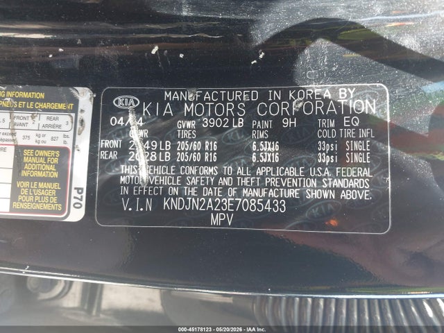 Продаж на аукціоні авто 2014 Kia Soul, vin: KNDJN2A23E7085433, номер лоту: 45178123