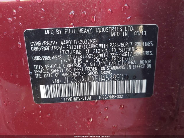 Auction sale of the 2014 Subaru Forester 2.5i Limited, vin: JF2SJAJCXEH453993, lot number: 45178150