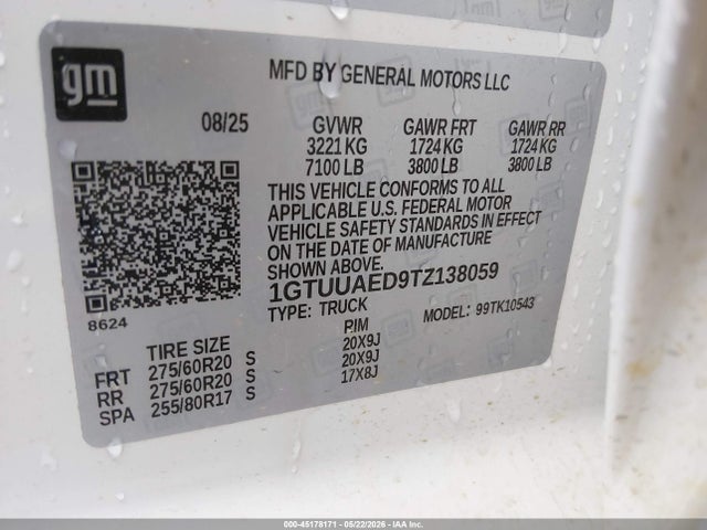 Продаж на аукціоні авто 2026 Gmc Sierra 1500 , Short Bed, Pro, 4wd, vin: 1GTUUAED9TZ138059, номер лоту: 45178171