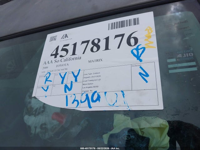 Продаж на аукціоні авто 2006 Toyota Matrix, vin: 2T1KR32E26C560786, номер лоту: 45178176