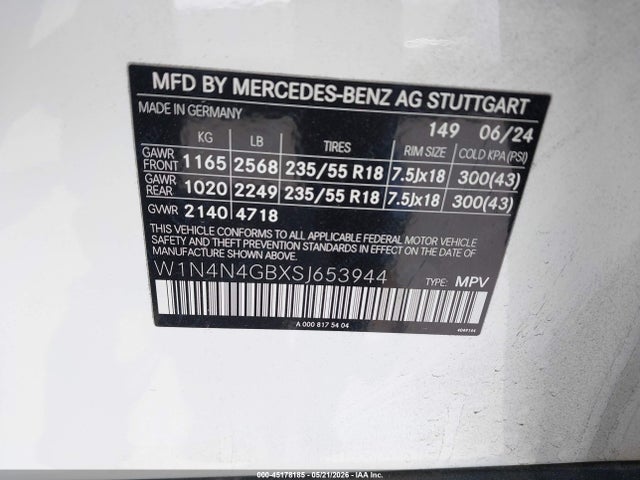 Продаж на аукціоні авто 2025 Mercedes-benz Gla 250 4matic, vin: W1N4N4GBXSJ653944, номер лоту: 45178185