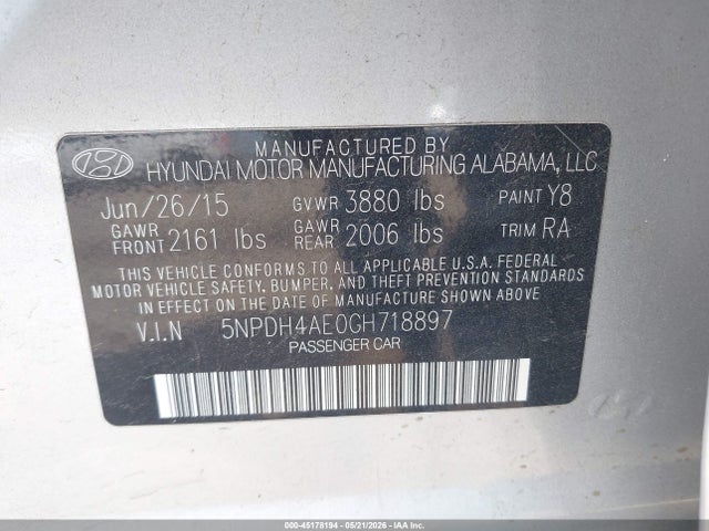 Продаж на аукціоні авто 2016 Hyundai Elantra Se, vin: 5NPDH4AE0GH718897, номер лоту: 45178194