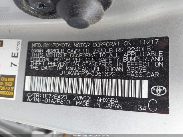 Aukcja sprzedaży 2017 Toyota Prius Prime Advanced, vin: JTDKARFP3H3061822, numer aukcji: 45178198