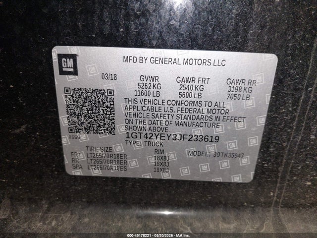 GMC Sierra 3500hd Denali 2018 1GT42YEY3JF233619 Image 9