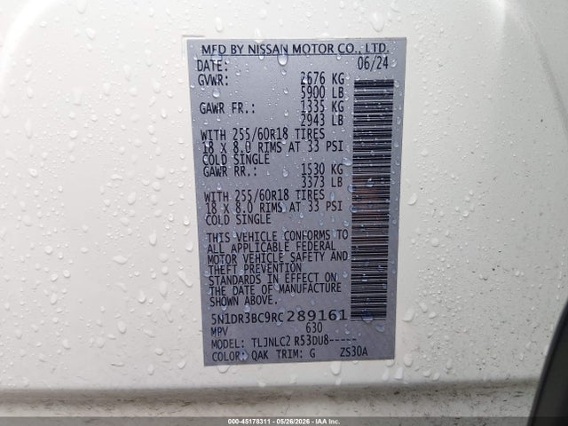 5N1DR3BC9RC289161 Nissan Pathfinder Sv 4wd