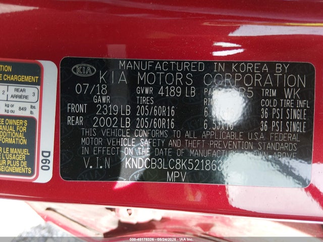 Aukcja sprzedaży 2019 Kia Niro Lx, vin: KNDCB3LC8K5218630, numer aukcji: 45178326