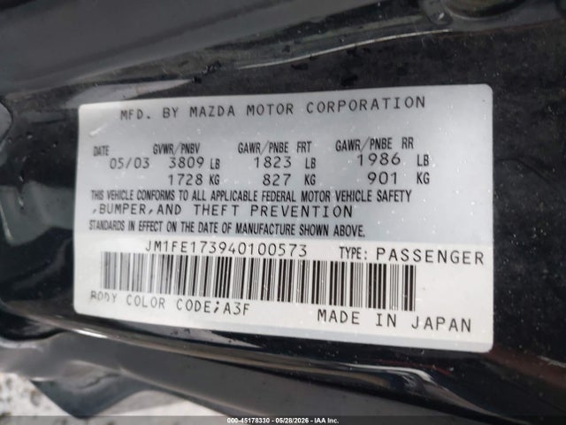 Aukcja sprzedaży 2004 Mazda Rx-8 6 Speed Manual, vin: JM1FE173940100573, numer aukcji: 45178330
